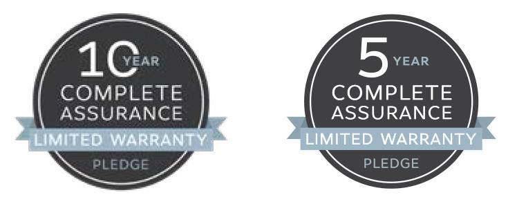5 year complete assurance limited warranty pledge logo