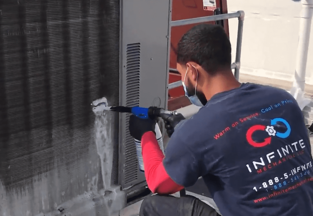 Infinite Mechanical LLC technician work on cooling maintenance product